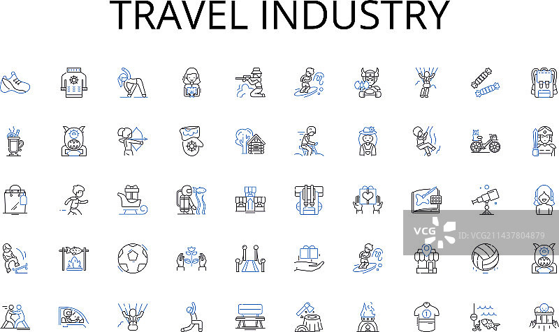 旅游业线条图标合集图片素材
