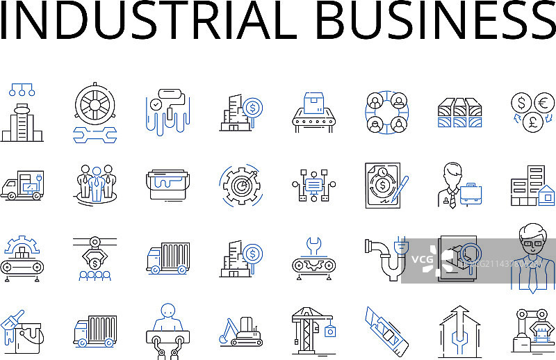 工业企业线条图标合集图片素材