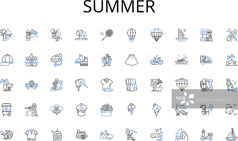 别致优雅的夏季线性图标合集图片素材