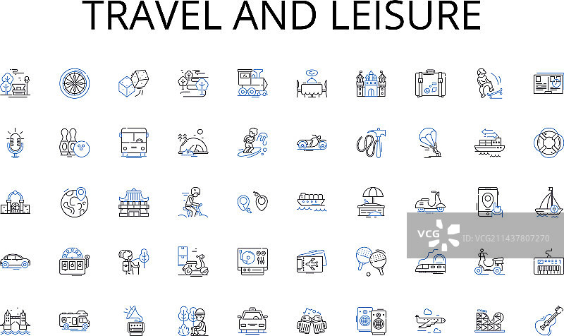 旅行休闲线性图标合集图片素材