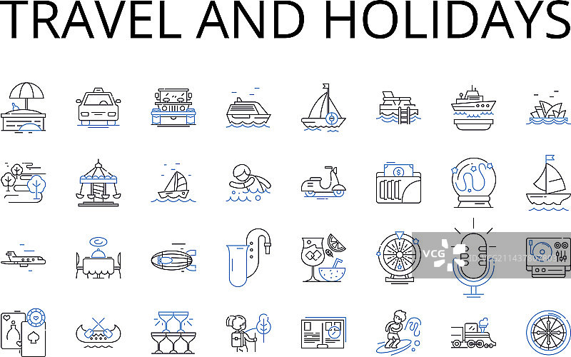 旅行和假日线性图标合集图片素材