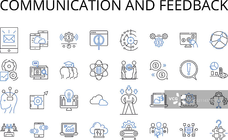 沟通与反馈线性图标合集图片素材