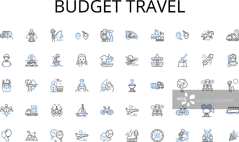 预算旅行线性图标合集图片素材