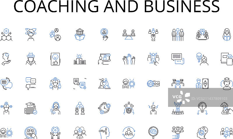 教练和商业线性图标集合图片素材
