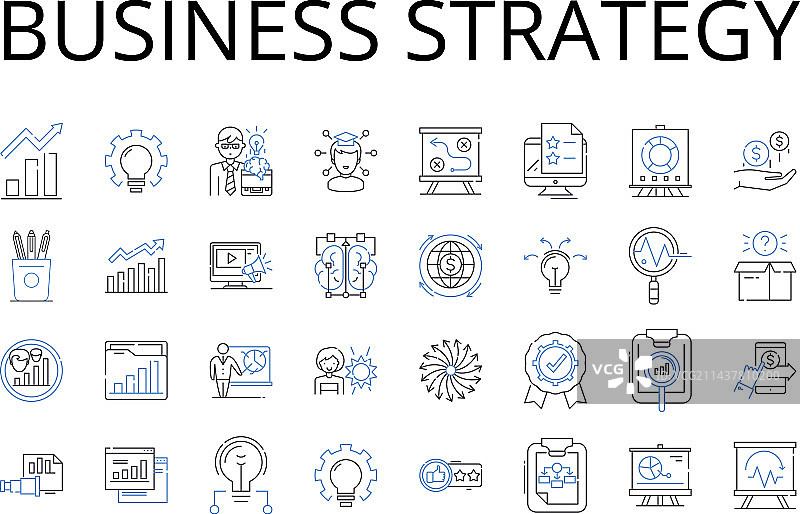 营销业务战略线性图标合集图片素材