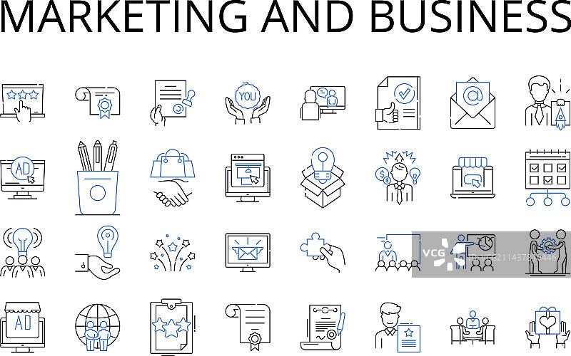 市场营销和商业线性图标合集图片素材