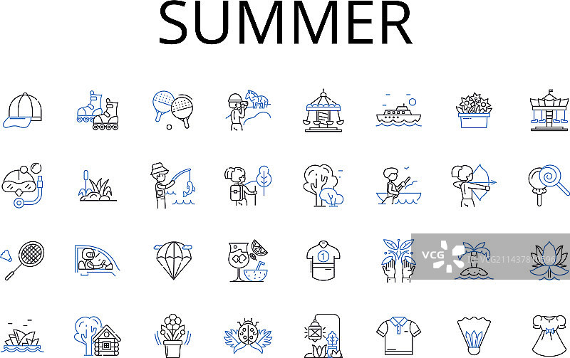 夏季线条图标系列：热浪阳光图片素材