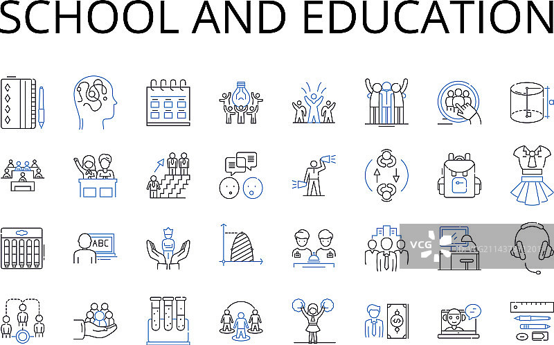 学校和教育线性图标集合图片素材