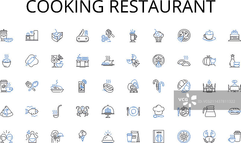 烹饪餐厅线条图标合集图片素材