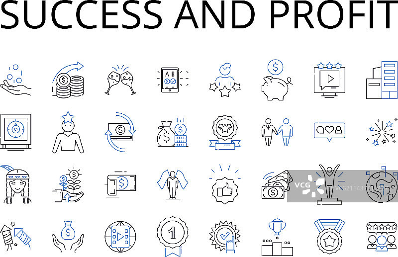 成功与利润线条图标合集图片素材