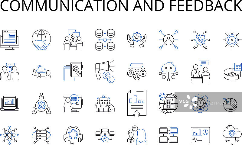 沟通与反馈线性图标合集图片素材