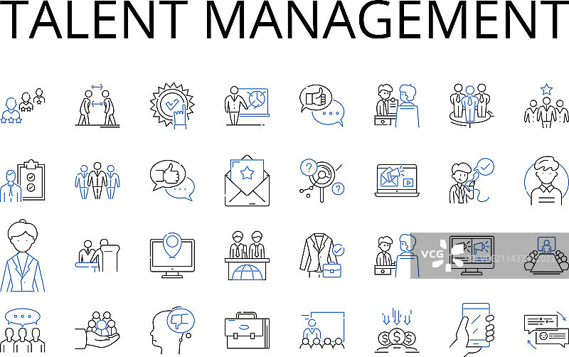 人才管理线性图标合集图片素材