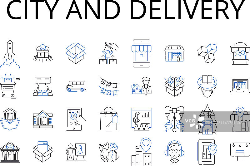 城市与配送线性图标合集图片素材