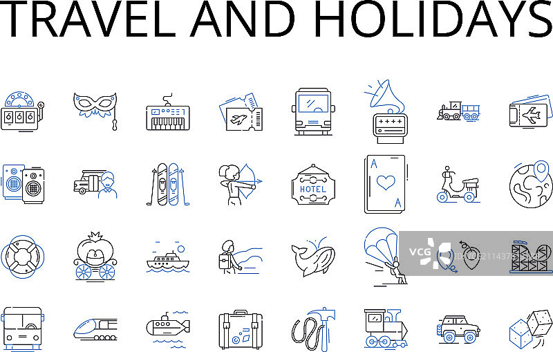旅行和假日线性图标合集图片素材
