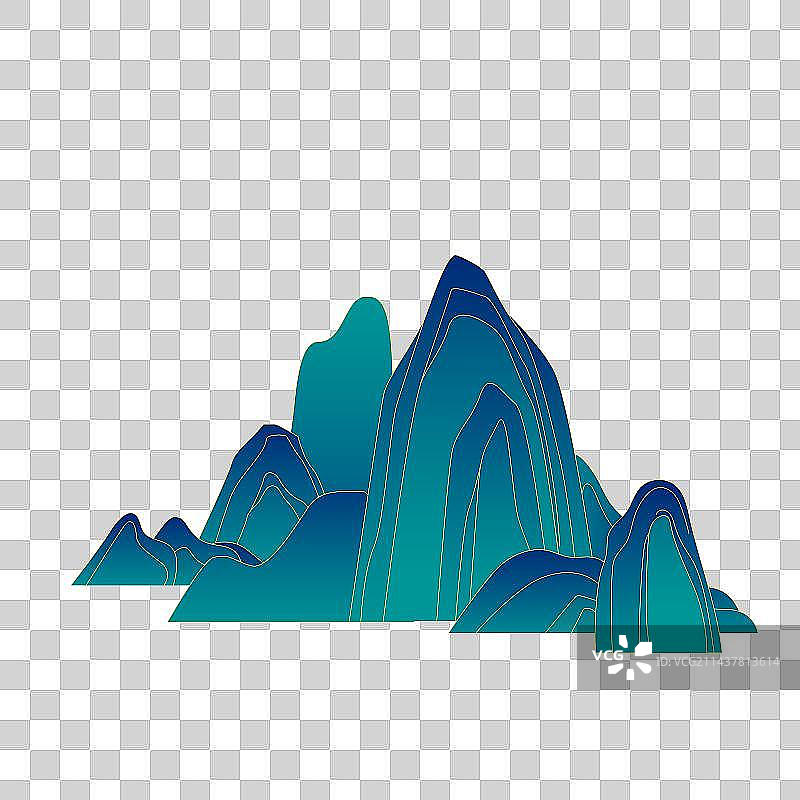 中国风青山矢量插画元素图片素材