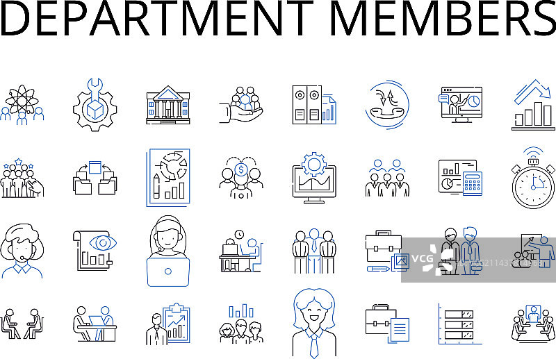 部门成员线性图标合集图片素材