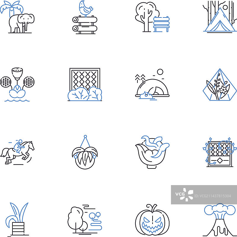 宁静的乡村线条图标合集图片素材