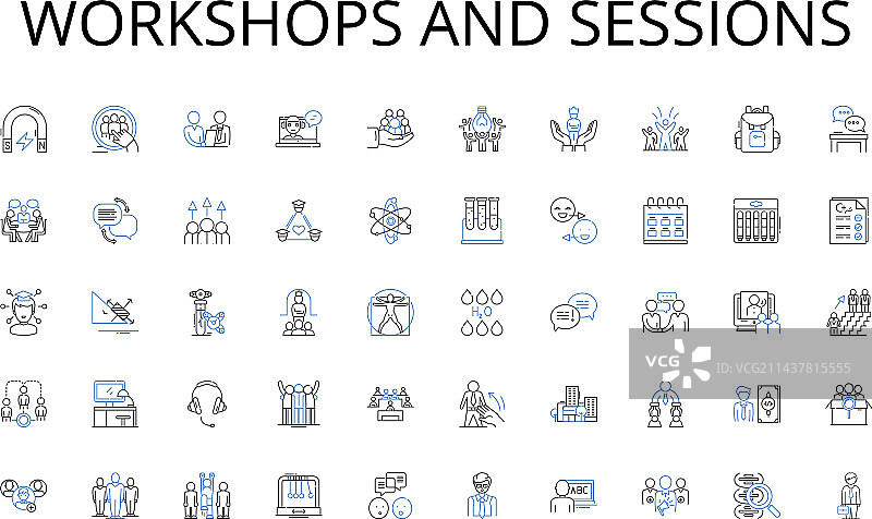 工坊和会议线性图标合集图片素材