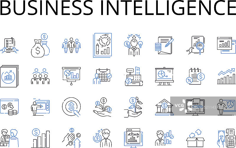 商业智能线性图标合集图片素材