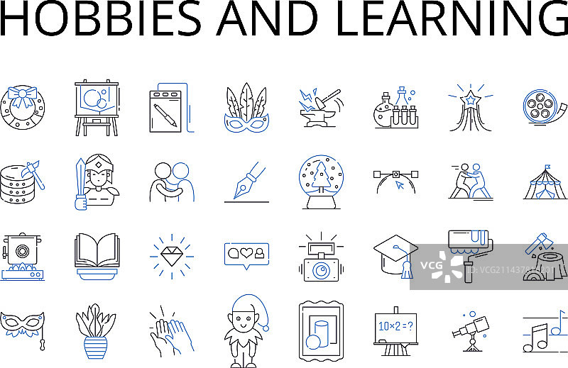 爱好与学习线性图标合集图片素材