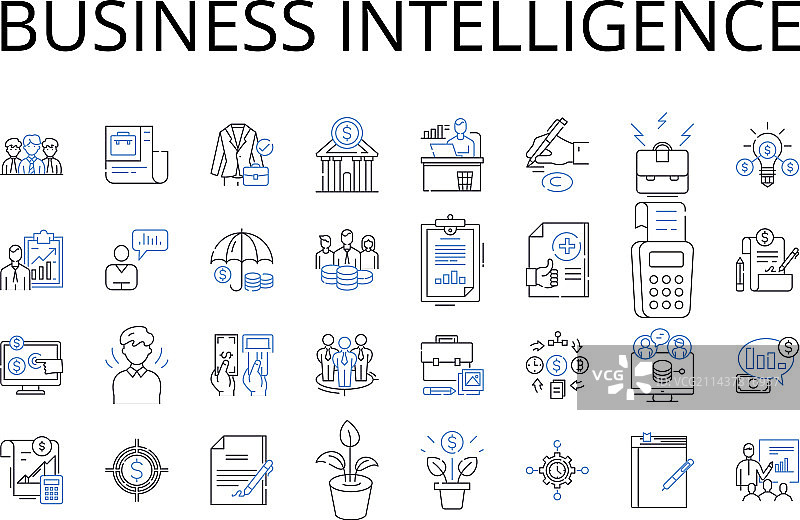 商业智能线性图标合集图片素材