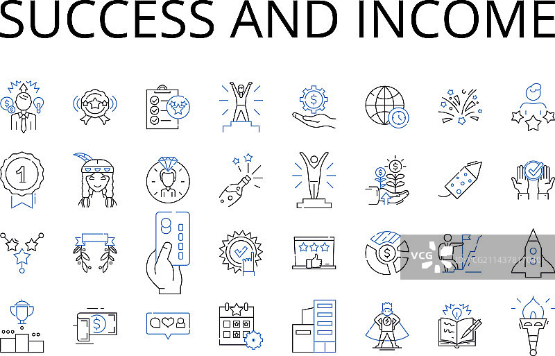 成功与收入线性图标合集图片素材