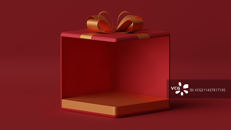 红色三维礼盒展台背景图片素材