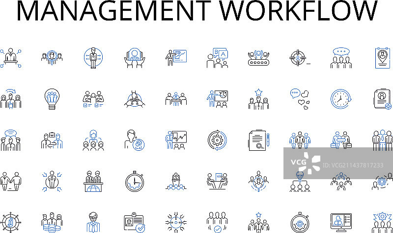 管理工作流程线性图标合集图片素材
