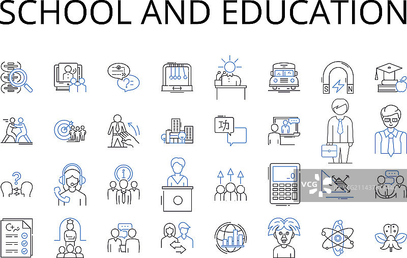 学校和教育线性图标集合图片素材
