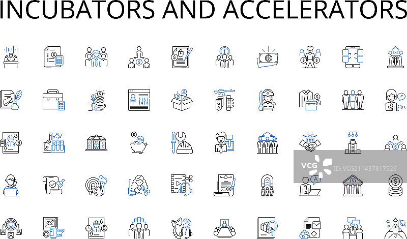 孵化器和加速器线性图标合集图片素材