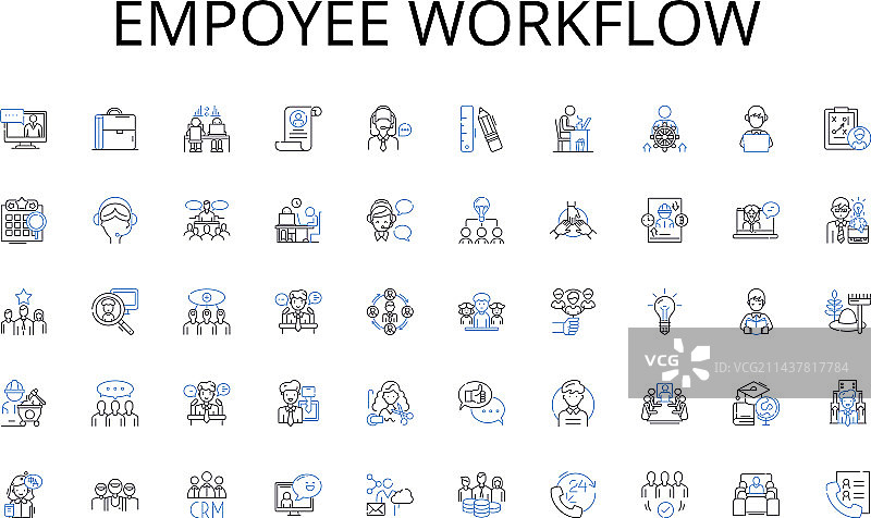 员工工作流程线性图标合集图片素材