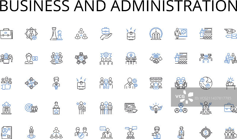 商业和管理线性图标合集图片素材