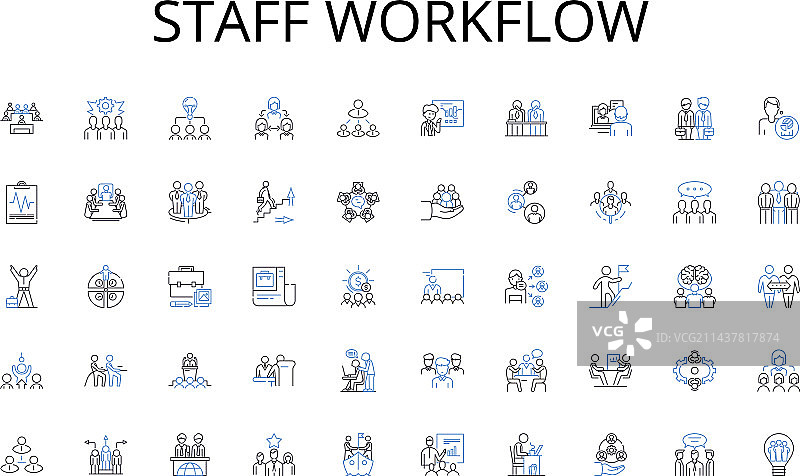 员工工作流程线性图标合集数据图片素材