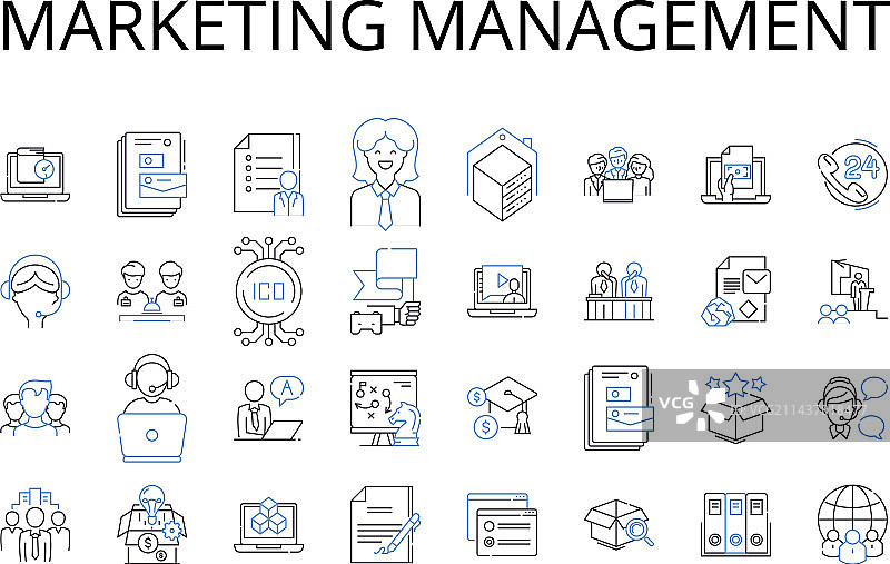 营销管理销售线性图标合集图片素材
