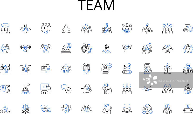 团队线性图标集分割图片素材