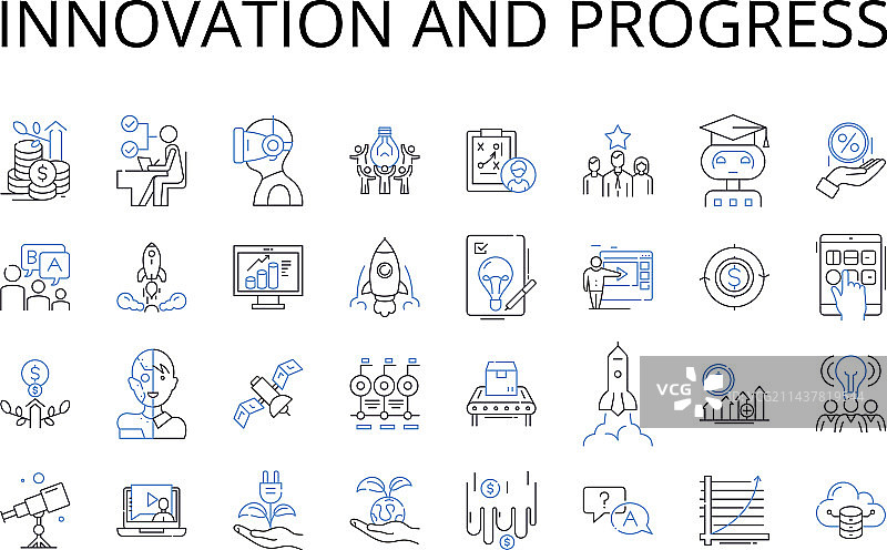 创新与进步线性图标合集图片素材