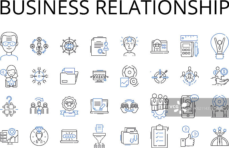 商业关系线性图标合集图片素材