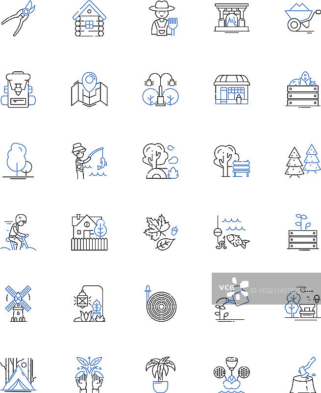 小镇线性图标合集：社区魅力图片素材