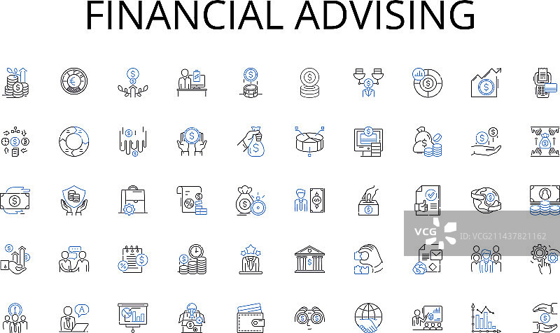 财务咨询线性图标合集模板图片素材