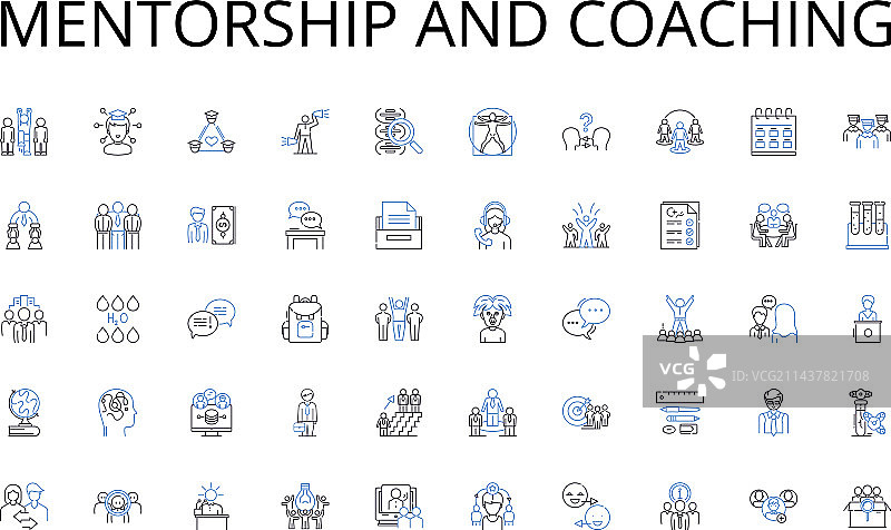 导师制和指导直线图标合集图片素材