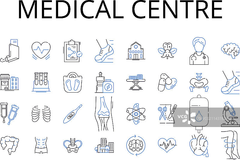 医疗中心线性图标集合图片素材