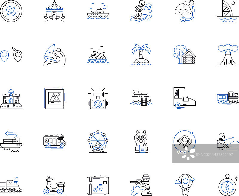 旅行线路图标合集图片素材