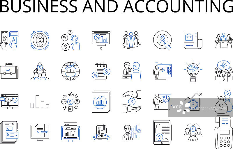 商业和会计线性图标合集图片素材