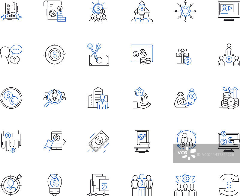 营销控制分析线性图标合集图片素材