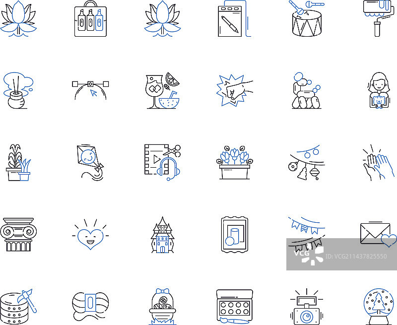 绘画艺术爱好线性图标合集图片素材