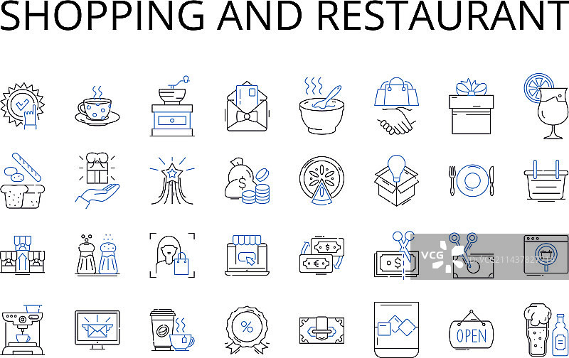 购物和餐饮线性图标合集图片素材