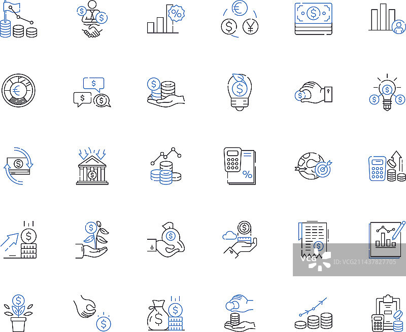 财政资产线图标集合收入图片素材
