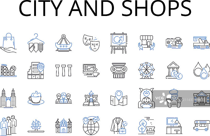城市商店线性图标合集图片素材