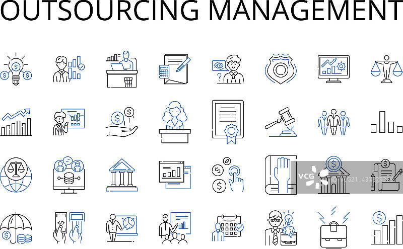 外包管理线性图标合集图片素材