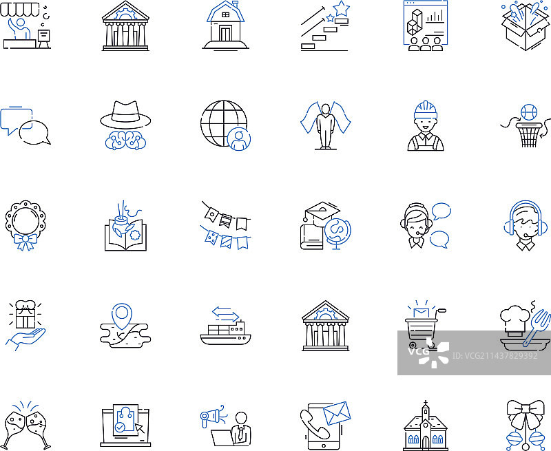 城市生活线性图标合集：城市景观图片素材